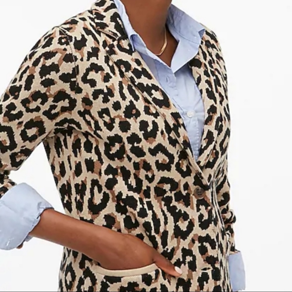 J. Crew Sophie Leopard Print Cardigan  Sweater